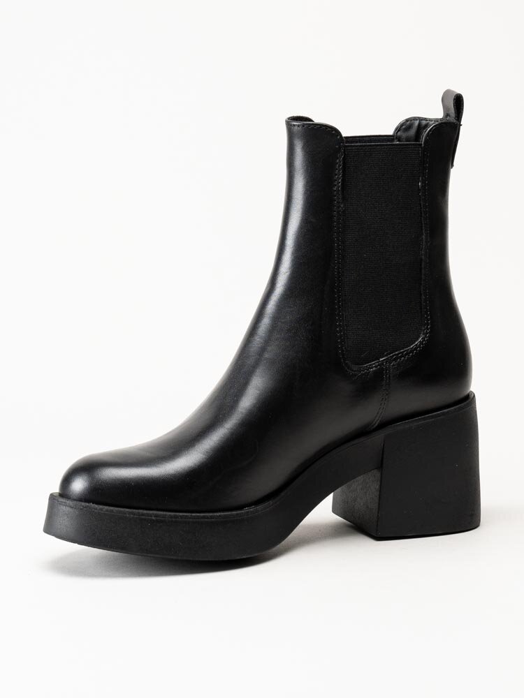 Tamaris - Svarta chelsea boots med platå i skinn