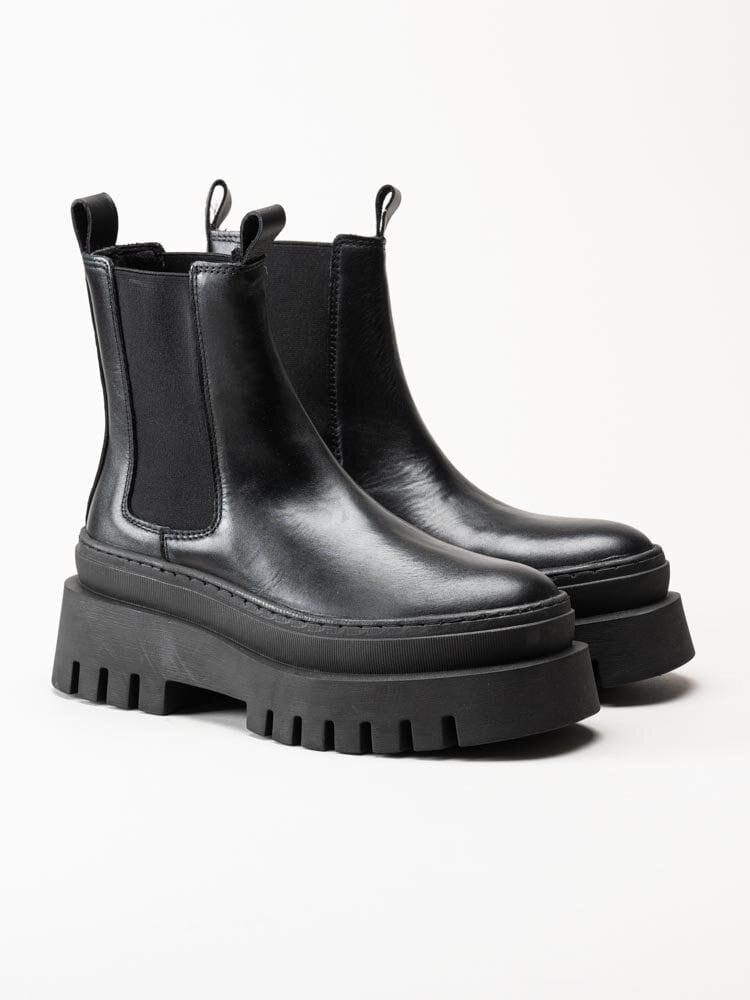 Tamaris - Svarta chelsea boots i skinn