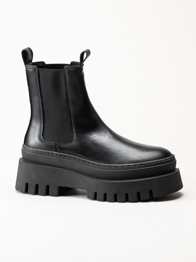 Tamaris - Svarta chelsea boots i skinn