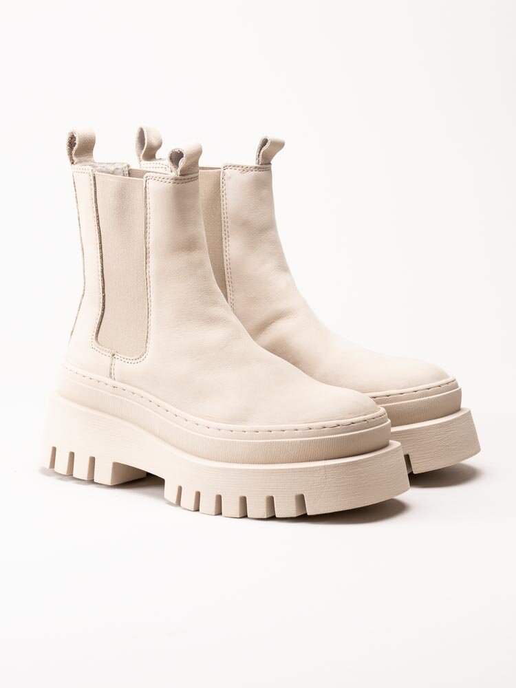 Tamaris - Beige platåboots i nubuck