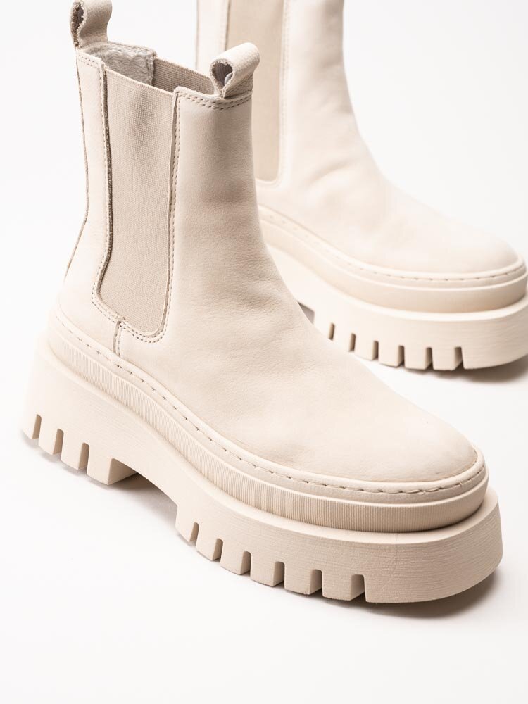 Tamaris - Beige platåboots i nubuck