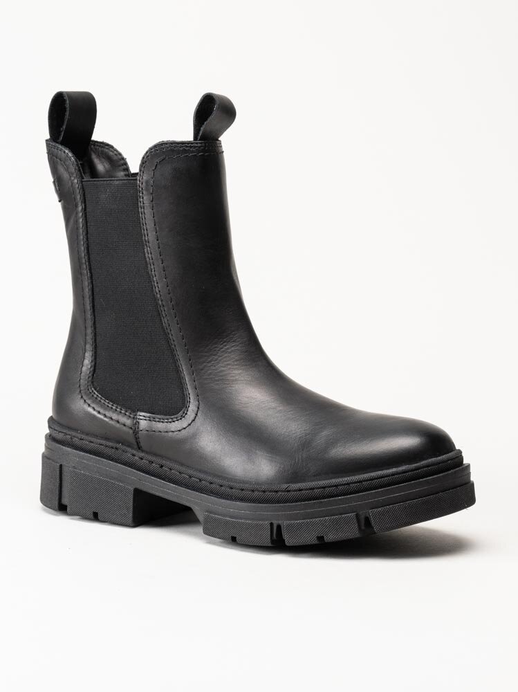 Tamaris - Svarta chelsea boots i skinn