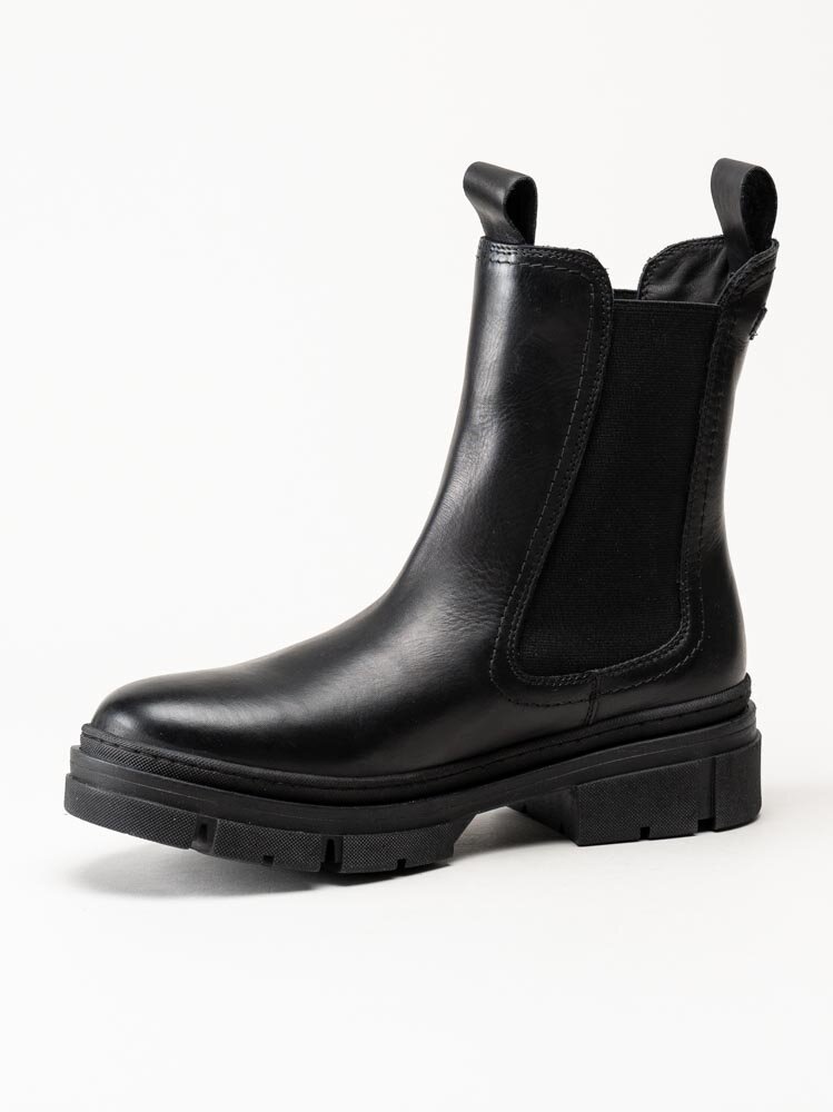 Tamaris - Svarta chelsea boots i skinn