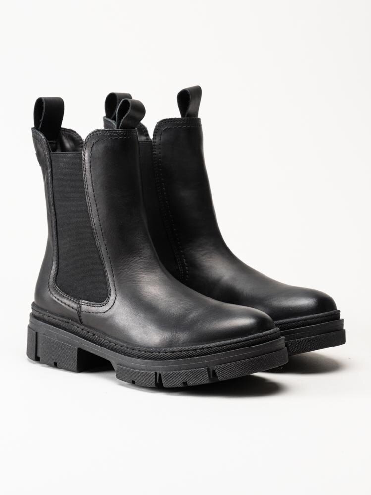 Tamaris - Svarta chelsea boots i skinn