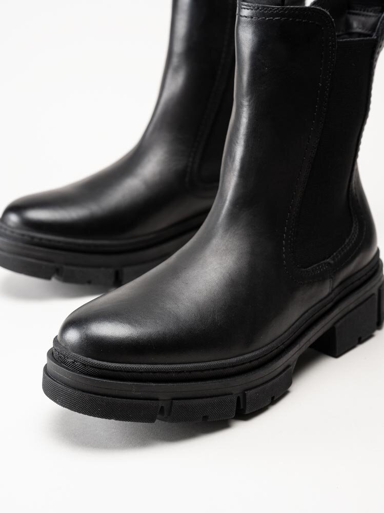 Tamaris - Svarta chelsea boots i skinn