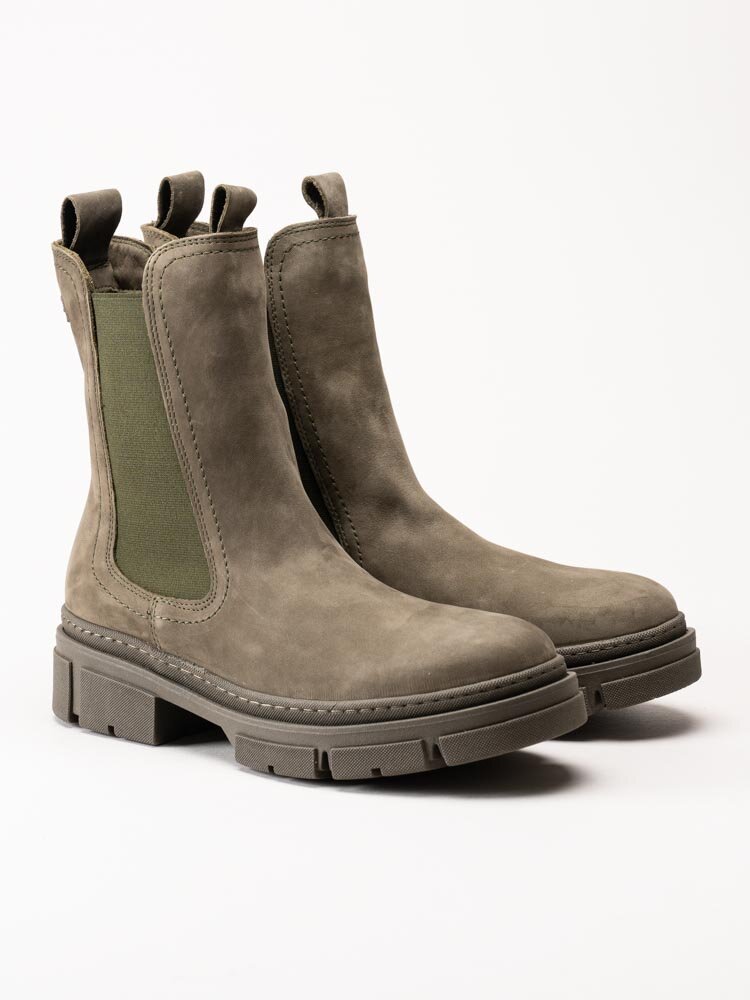 Tamaris - Gröna höga chelsea boots i nubuck