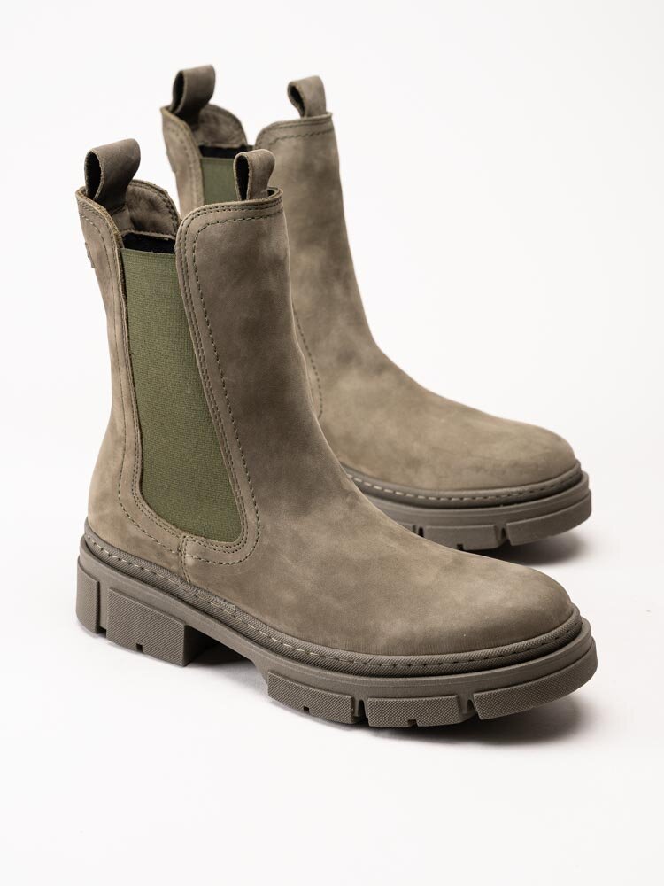 Tamaris - Gröna höga chelsea boots i nubuck