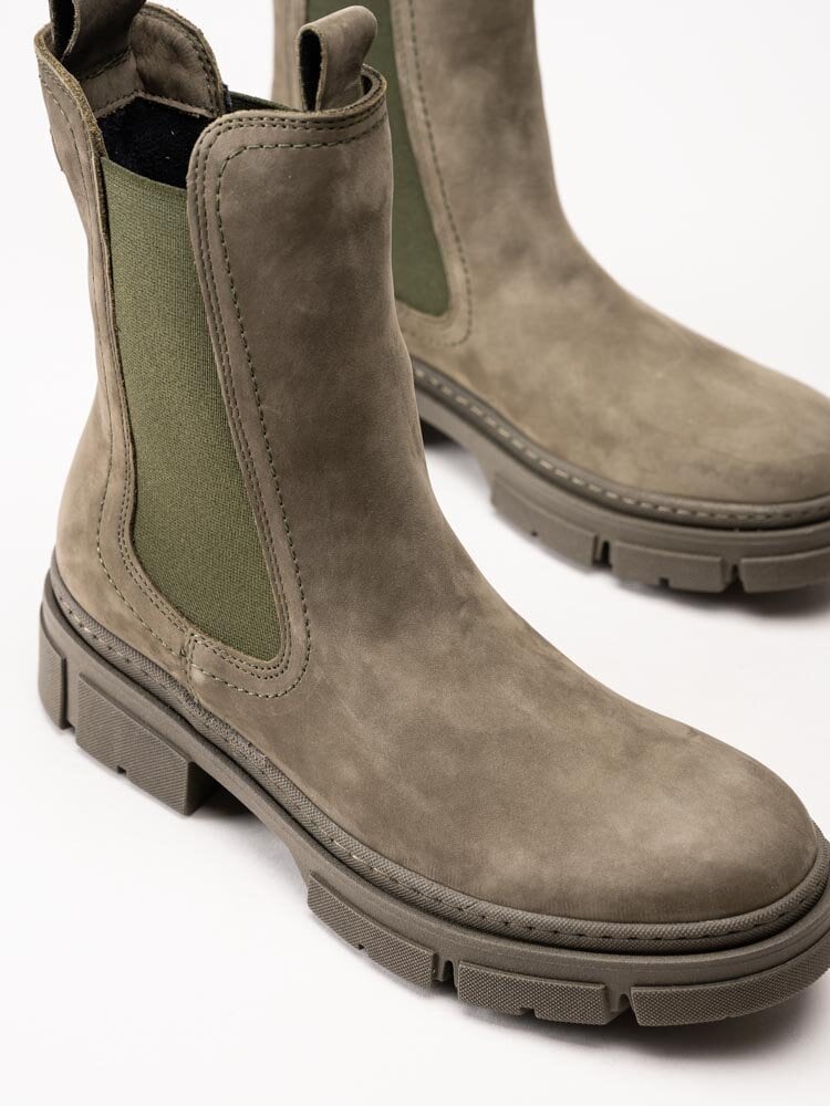 Tamaris - Gröna höga chelsea boots i nubuck