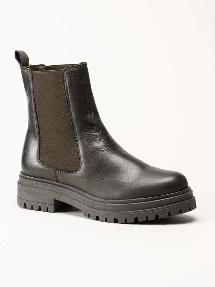 Rosa Negra - Khakigröna chelsea boots i skinn