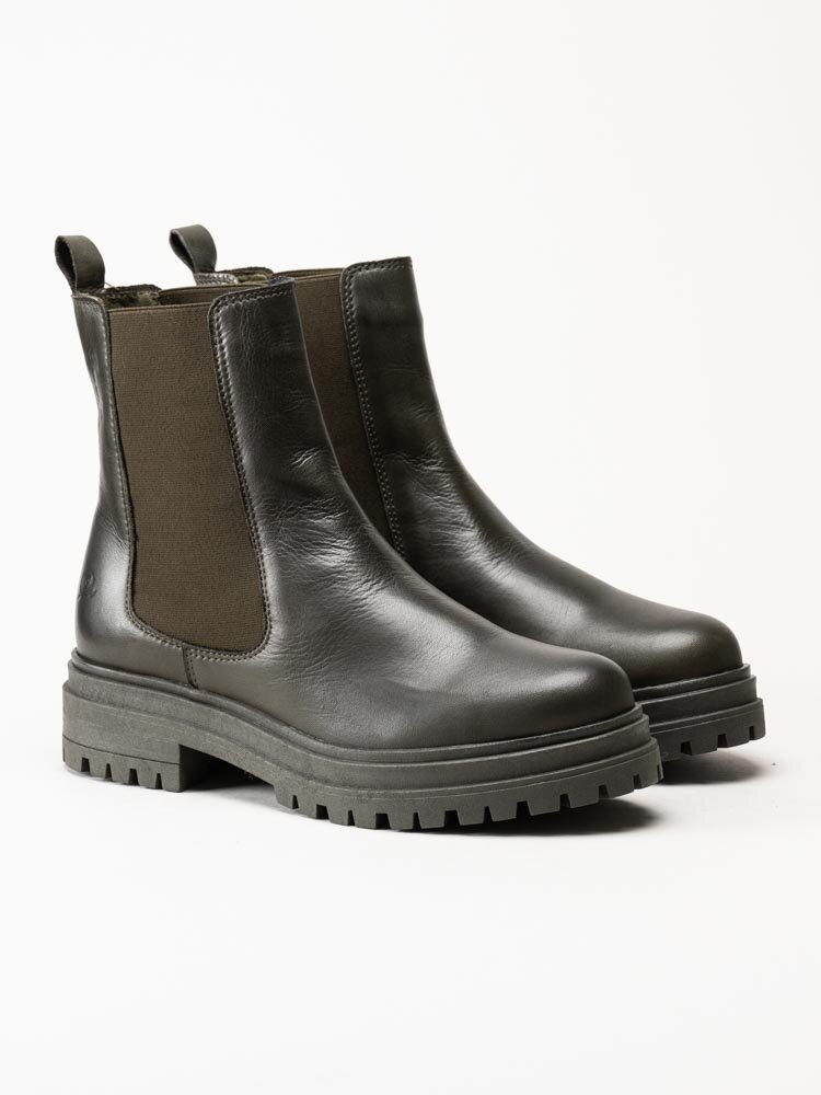 Rosa Negra - Khakigröna chelsea boots i skinn