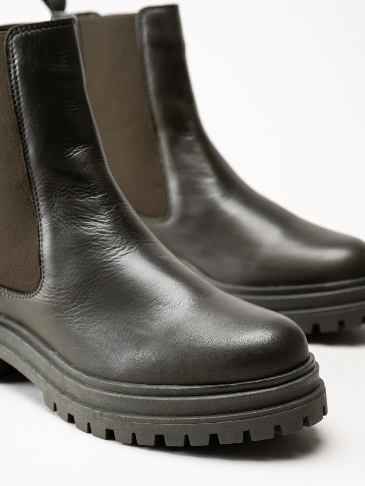 Rosa Negra - Khakigröna chelsea boots i skinn