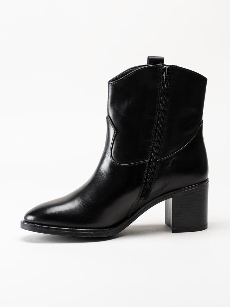 Tamaris - Svarta westerninspirerad boots i skinn