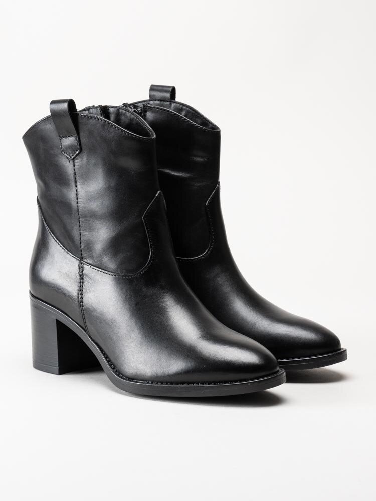 Tamaris - Svarta westerninspirerad boots i skinn