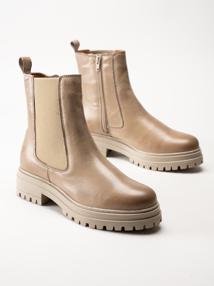 Rosa Negra - Beige chelsea boots i skinn