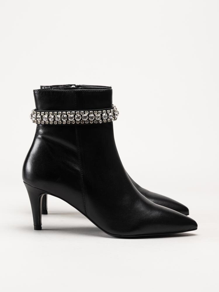 Copenhagen Shoes - Girls and Diamonds - Svarta strassboots i skinn