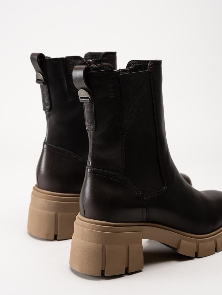 Dasia - Avila - Mörkbruna chunky chelsea boots i skinn