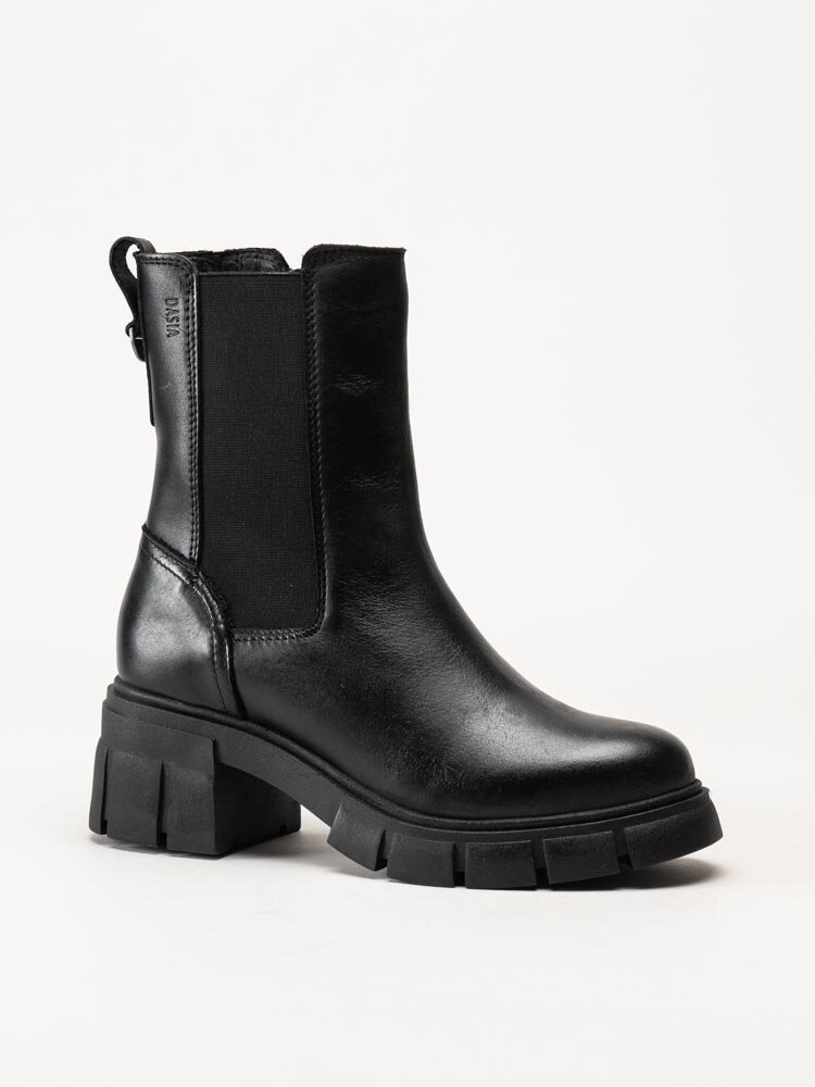 Dasia - Avila - Svarta chunky chelsea boots i skinn