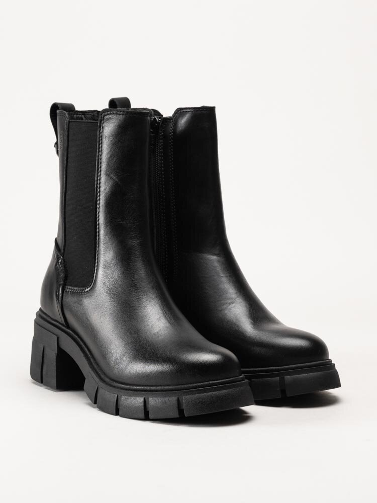 Dasia - Avila - Svarta chunky chelsea boots i skinn