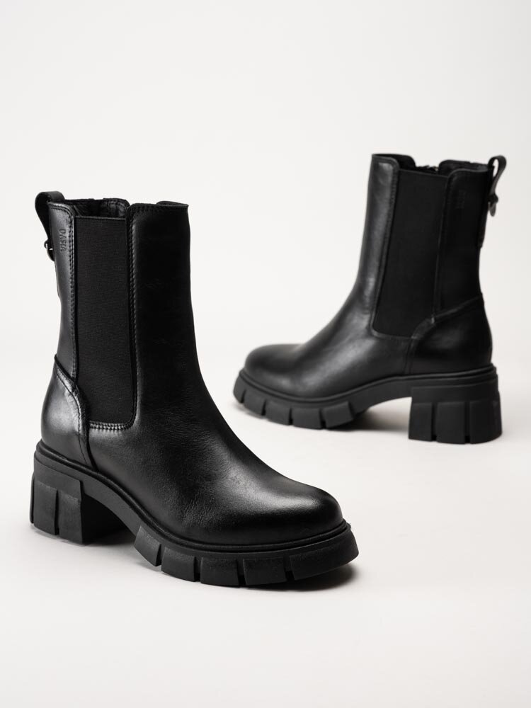 Dasia - Avila - Svarta chunky chelsea boots i skinn