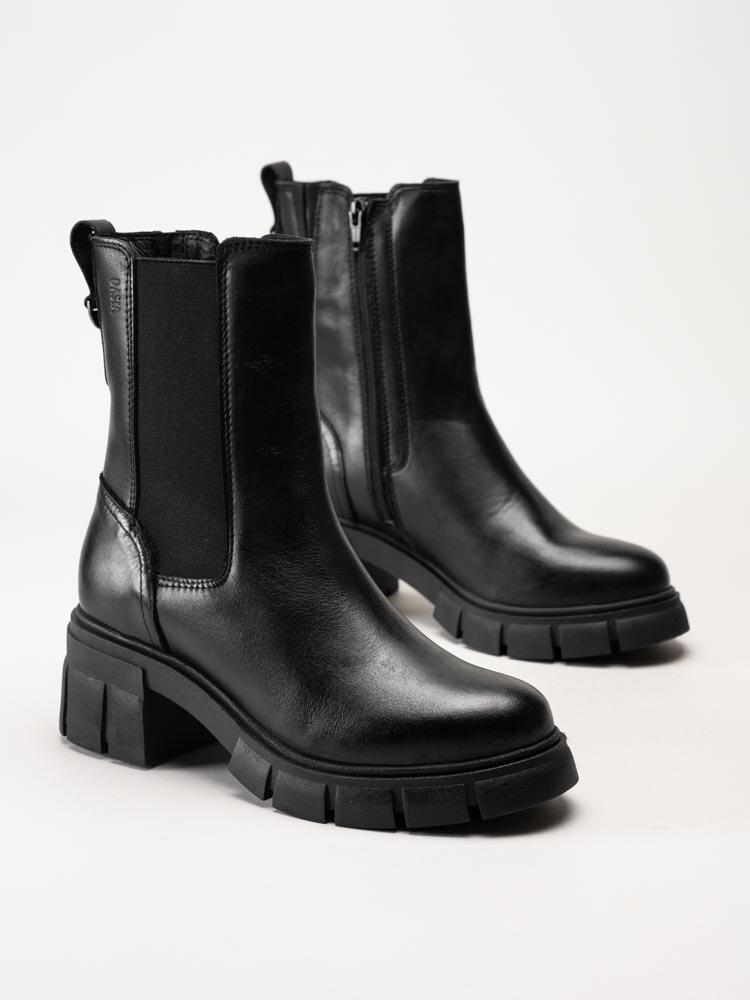 Dasia - Avila - Svarta chunky chelsea boots i skinn