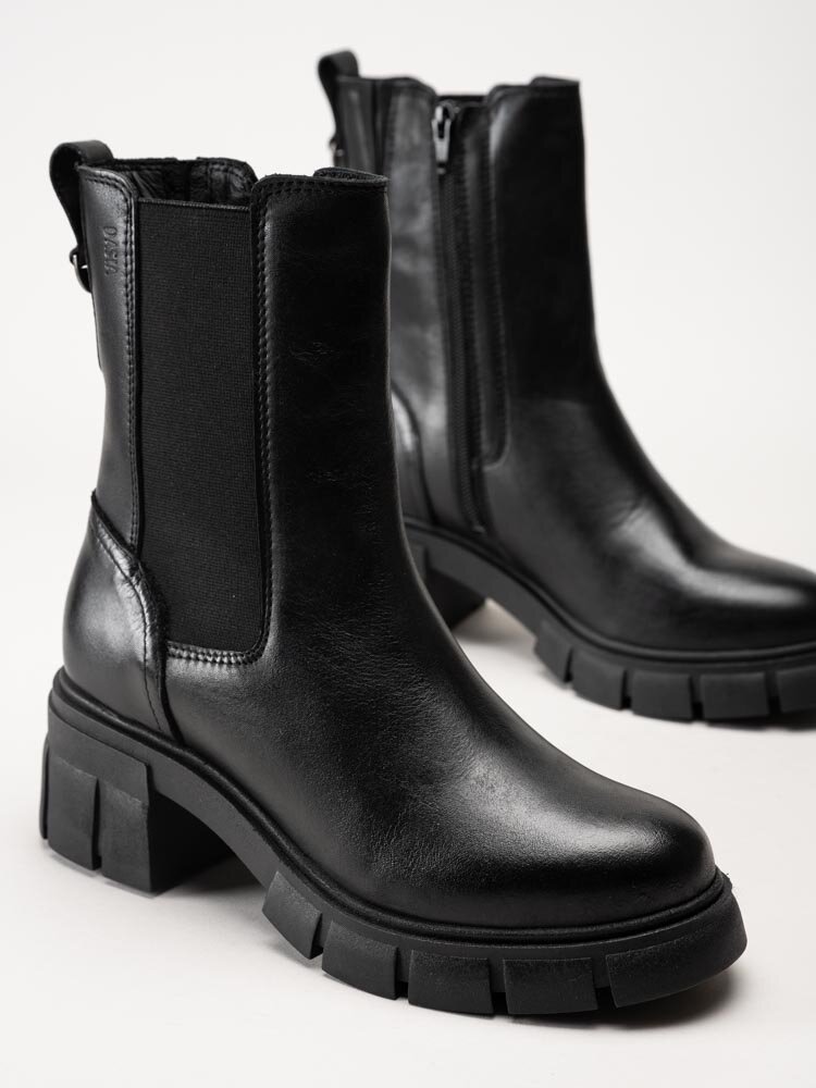 Dasia - Avila - Svarta chunky chelsea boots i skinn