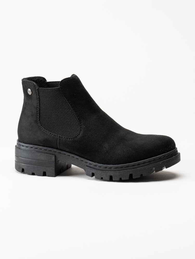 Rieker - Svarta chelsea boots i textil