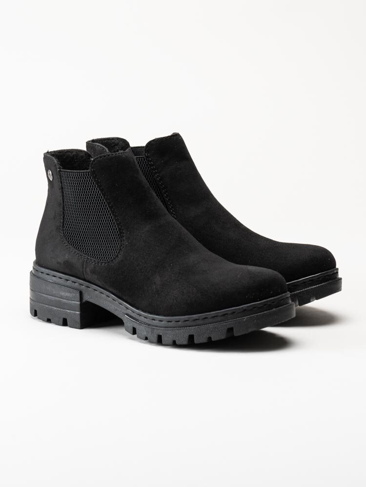 Rieker - Svarta chelsea boots i textil