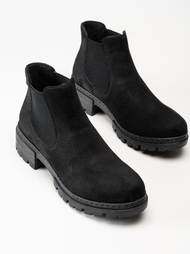 Rieker - Svarta chelsea boots i textil
