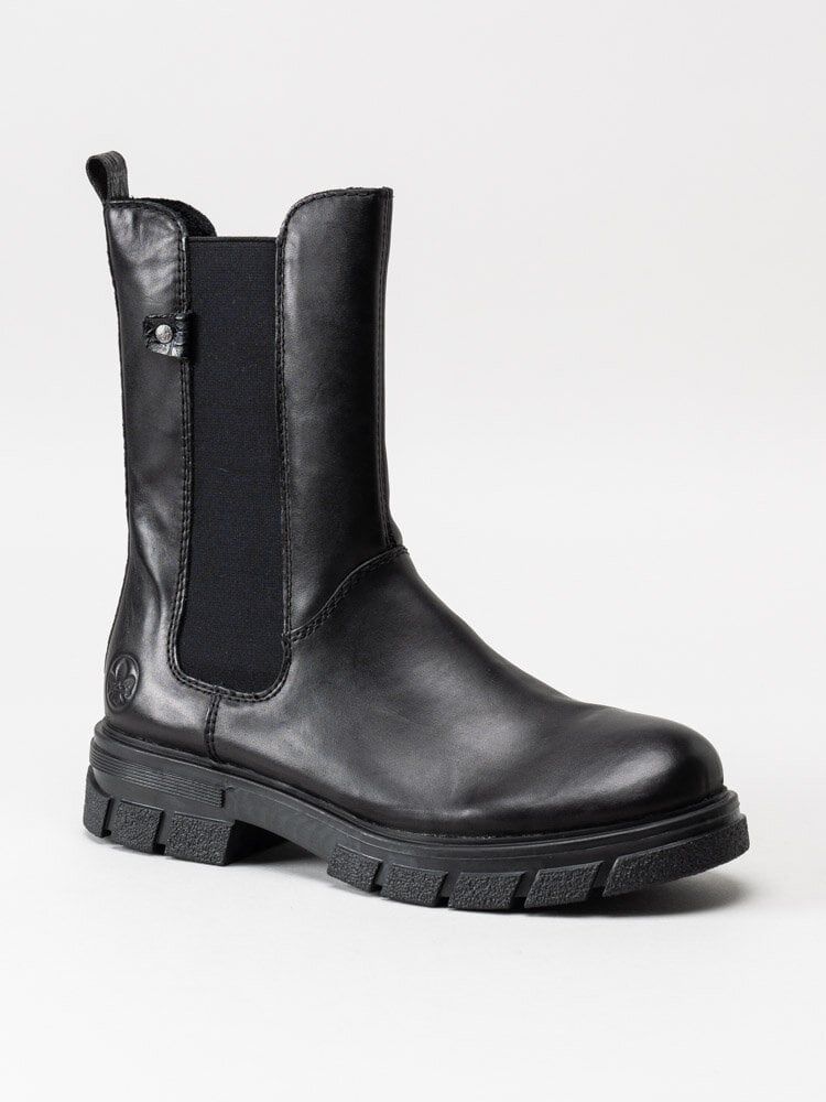 Rieker - Svarta höga chelsea boots i skinn
