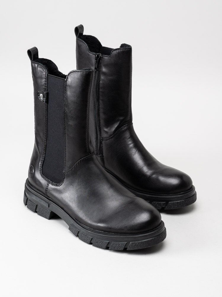 Rieker - Svarta höga chelsea boots i skinn