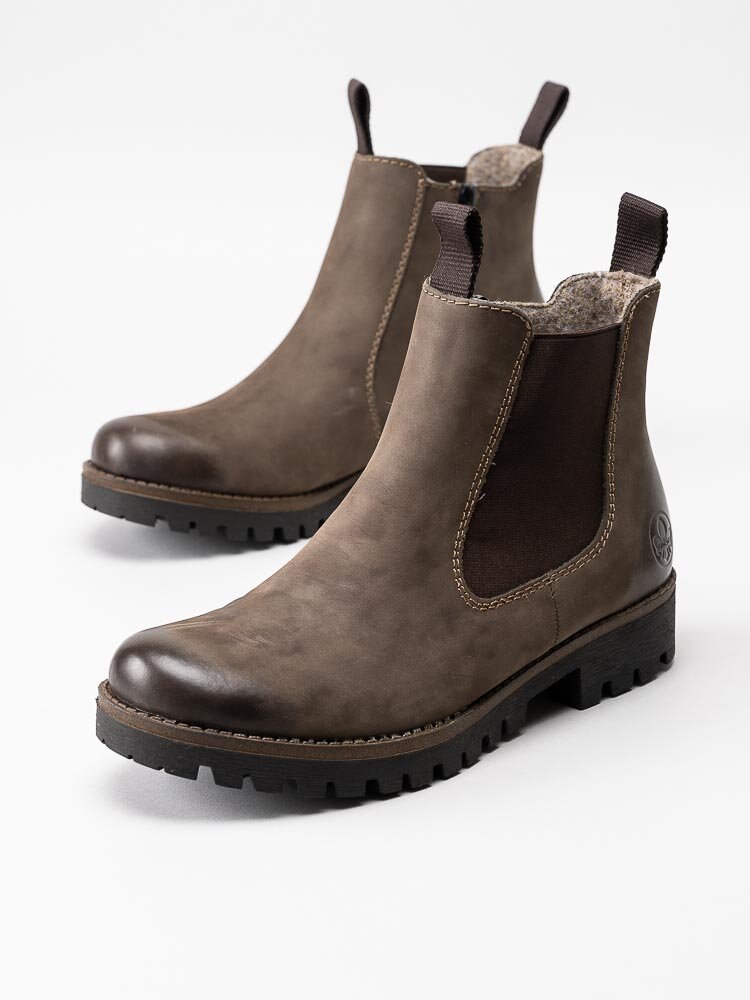 Rieker - Stenfärgade chelsea boots i nubuck