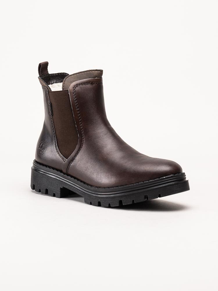 Rieker - Mörkbruna fodrade chelsea boots i skinn