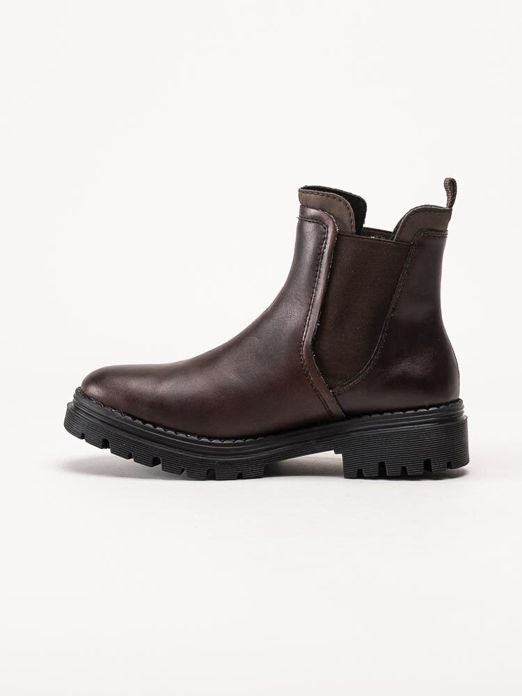 Rieker - Mörkbruna fodrade chelsea boots i skinn