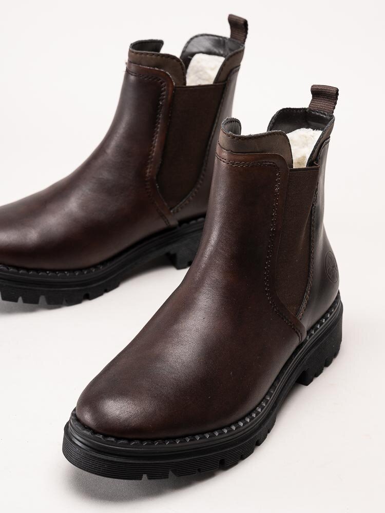Rieker - Mörkbruna fodrade chelsea boots i skinn