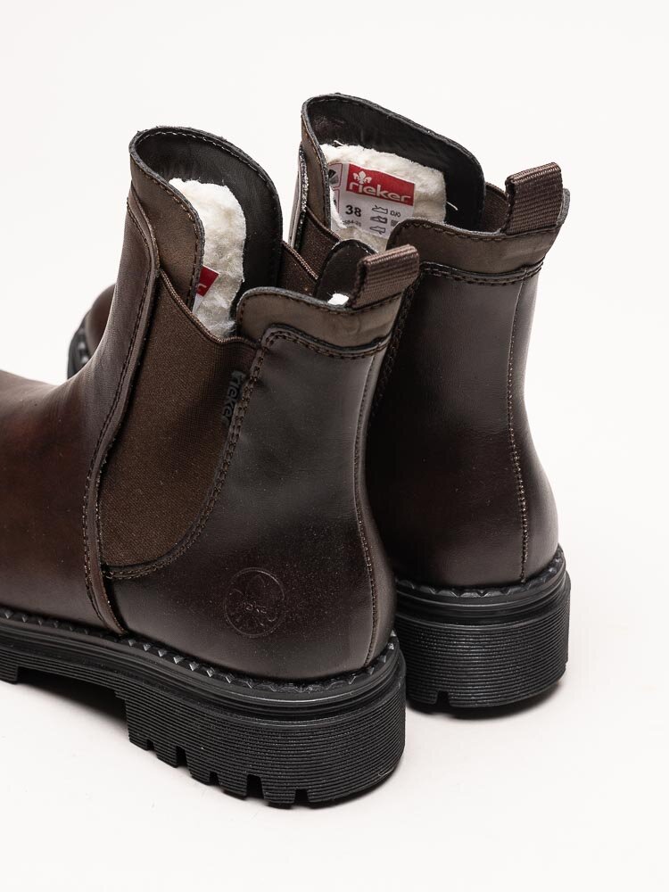 Rieker - Mörkbruna fodrade chelsea boots i skinn
