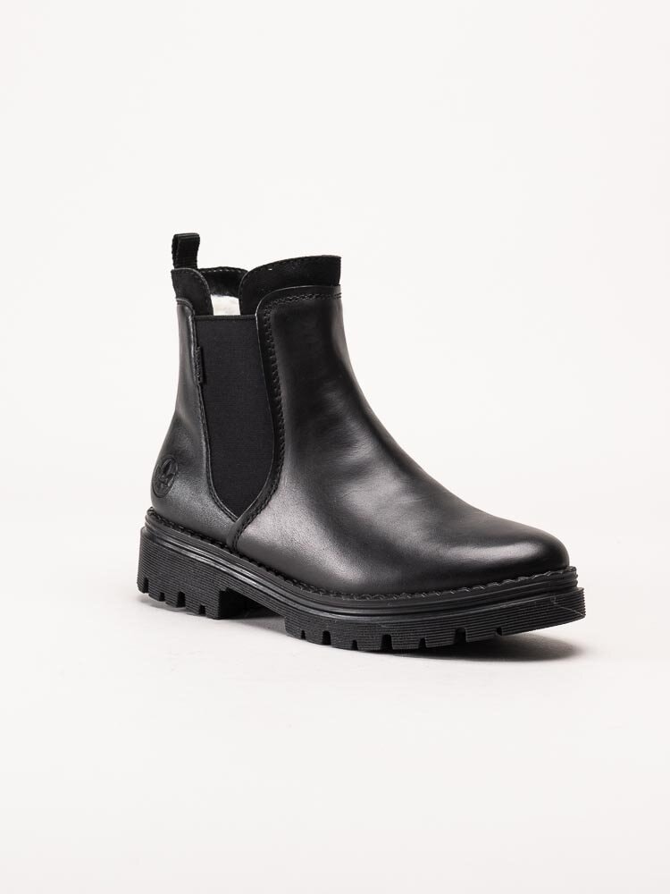 Rieker - Svarta fodrade chelsea boots i skinn