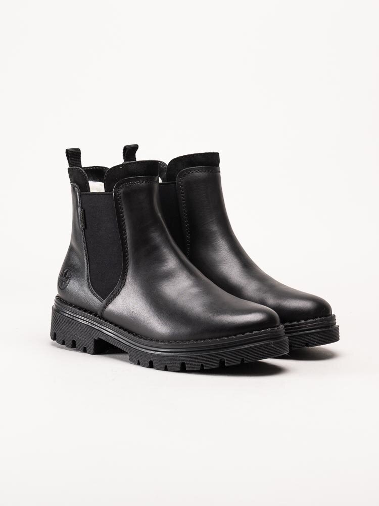 Rieker - Svarta fodrade chelsea boots i skinn