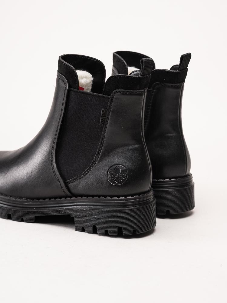 Rieker - Svarta fodrade chelsea boots i skinn