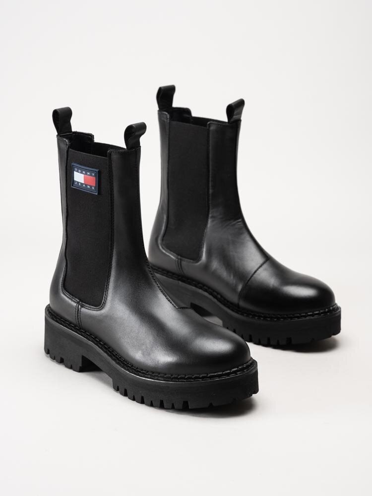 Tommy Hilfiger - Urban Chelsea - Svarta höga chelsea boots i skinn