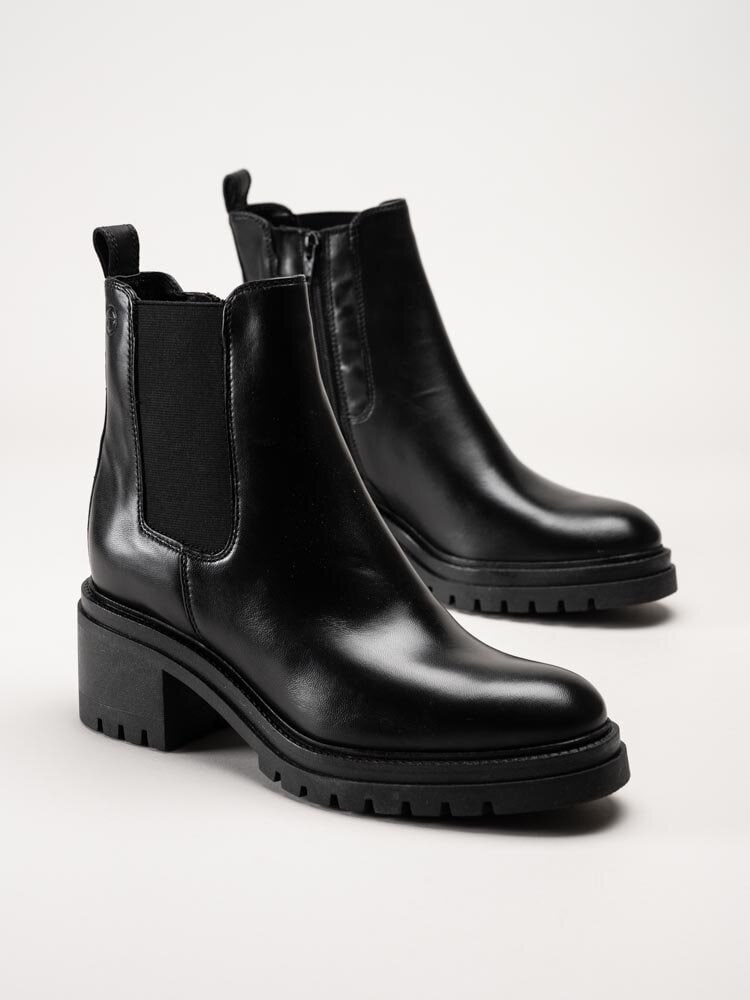 Tamaris - Svarta chelsea boots i skinn