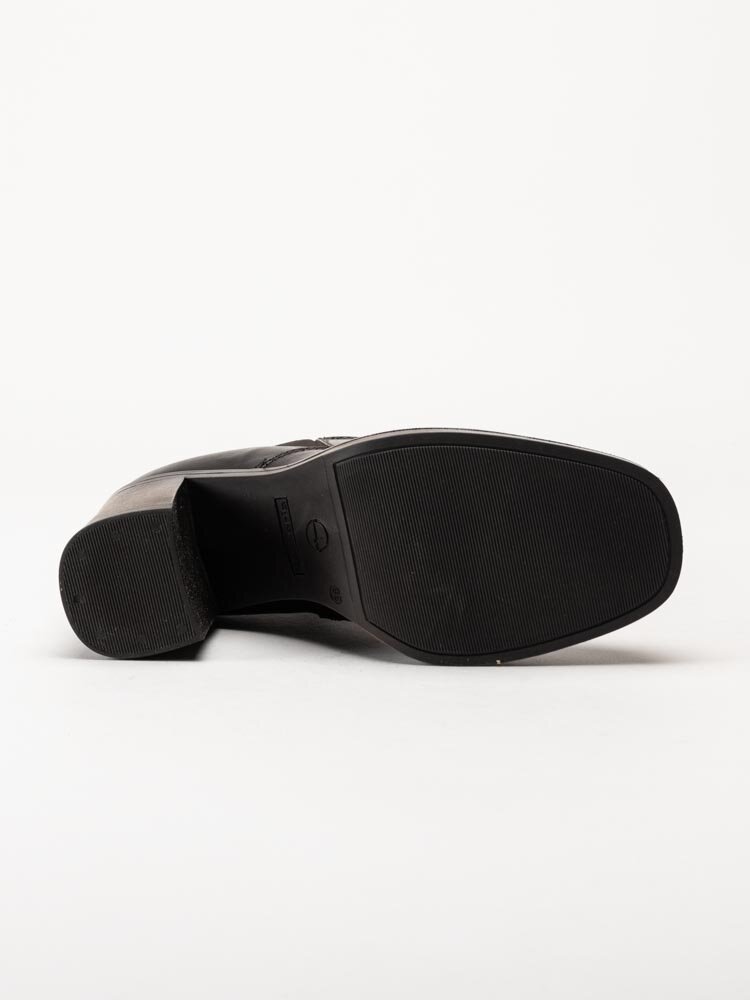 Tamaris - Mörkbruna högklackade boots i skinn