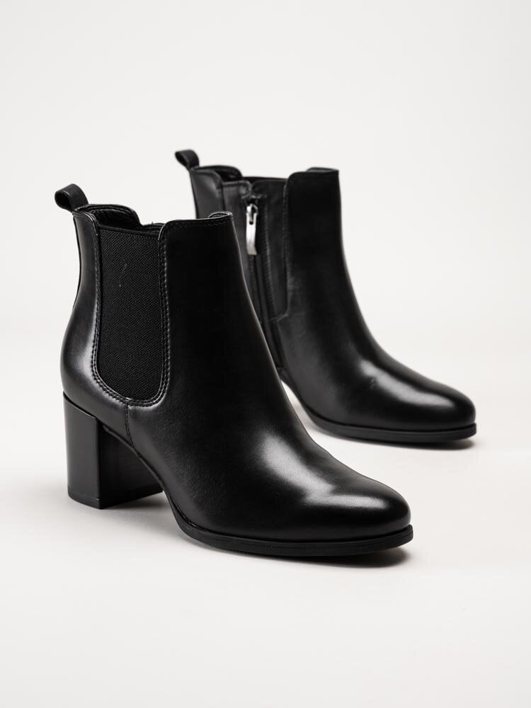 Tamaris - Svarta chelsea boots i skinn