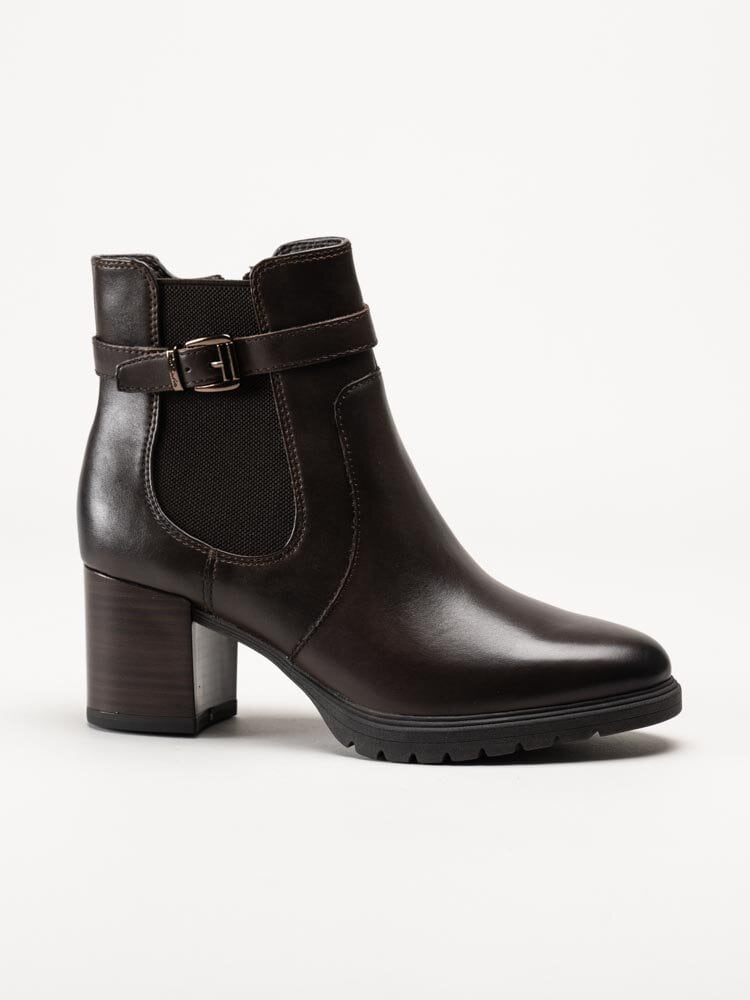 Tamaris - Mörkbruna boots i skinn
