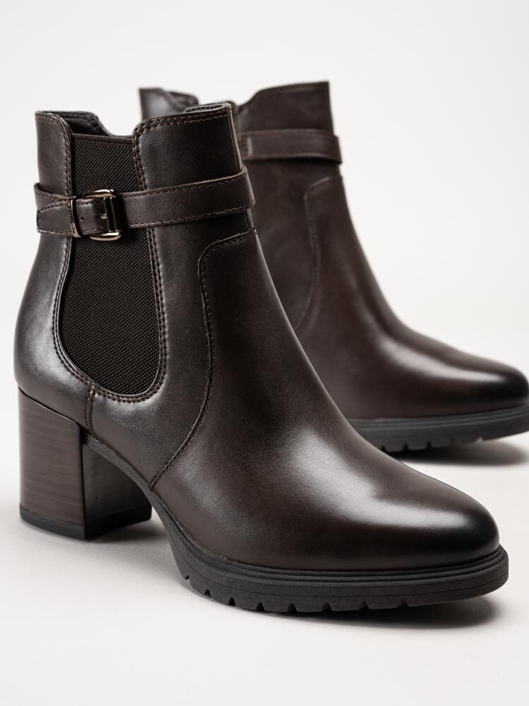 Tamaris - Mörkbruna boots i skinn
