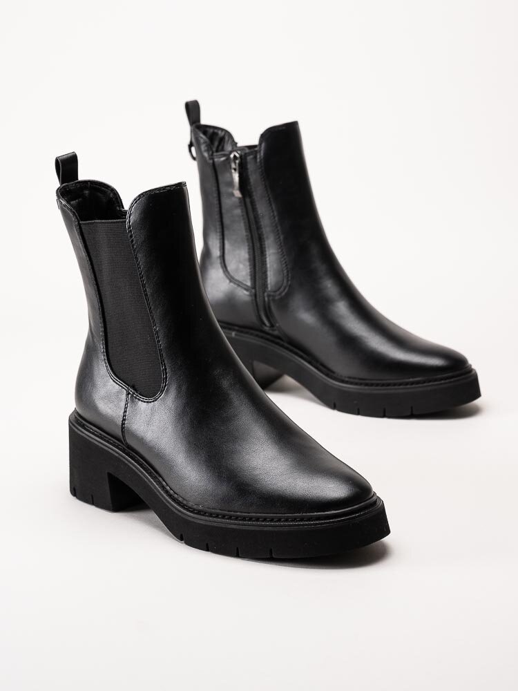 Tamaris - Svarta chelsea boots i skinnimitation