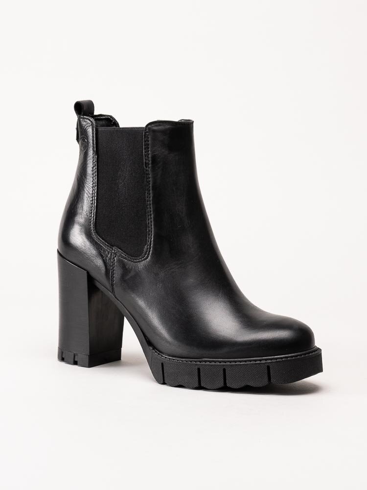 Tamaris - Svarta högklackade chelsea boots i skinn