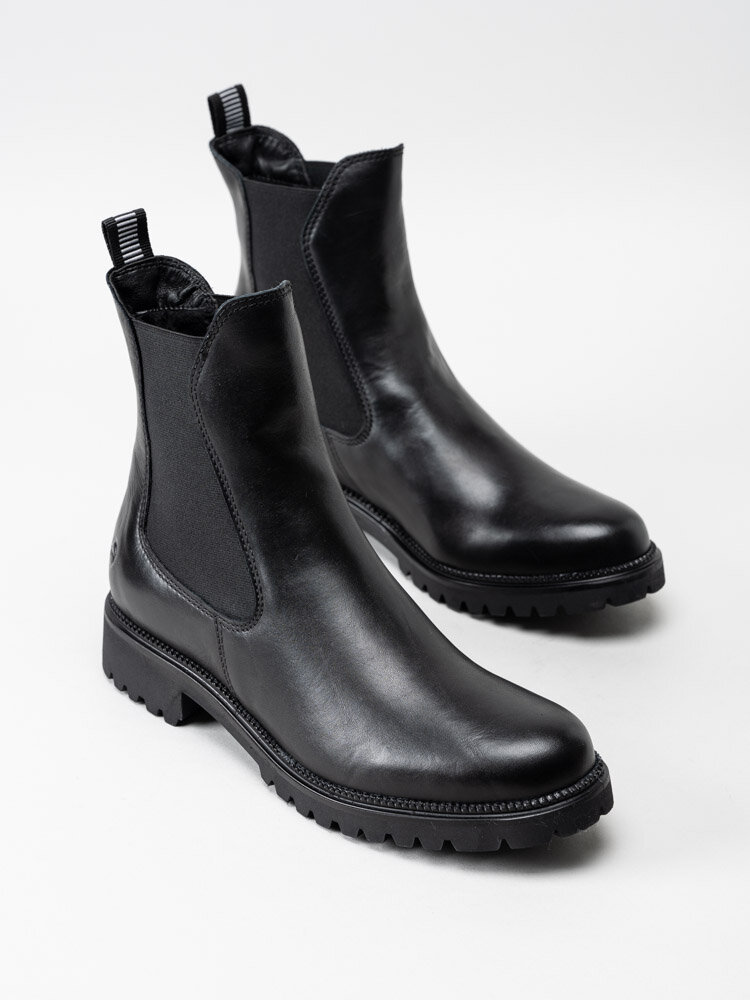 Tamaris - Svarta chelsea boots i skinn