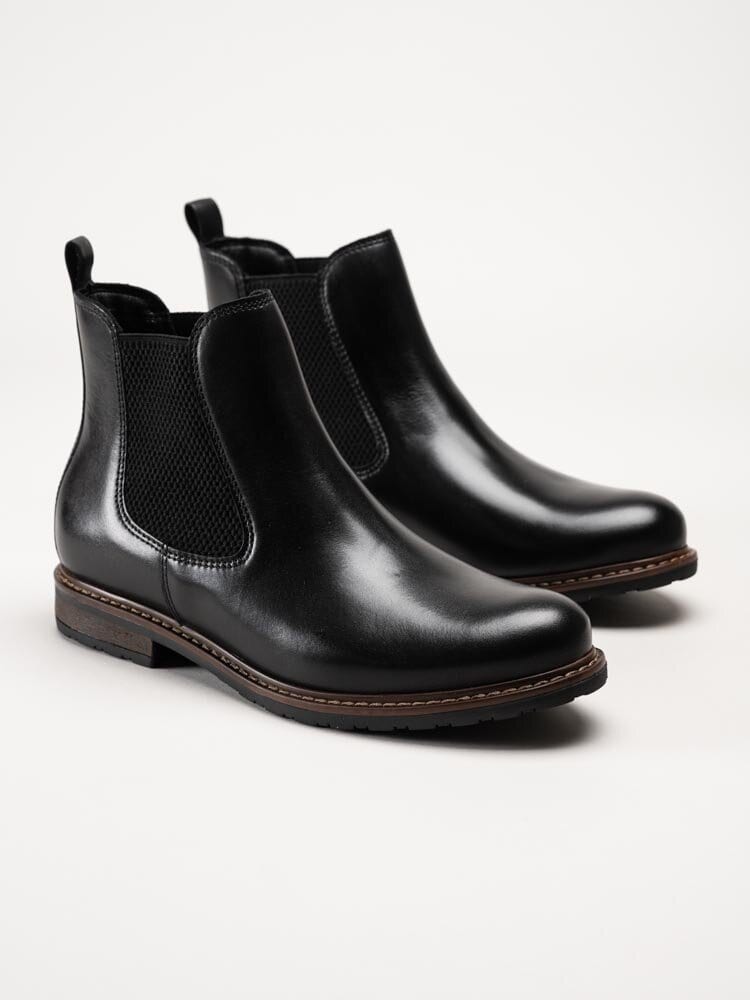 Tamaris - Svarta chelsea boots i skinn