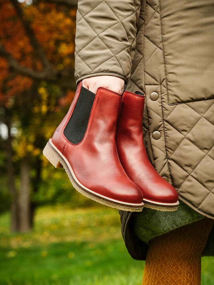 Rosa Negra - Röda chelsea boots i skinn