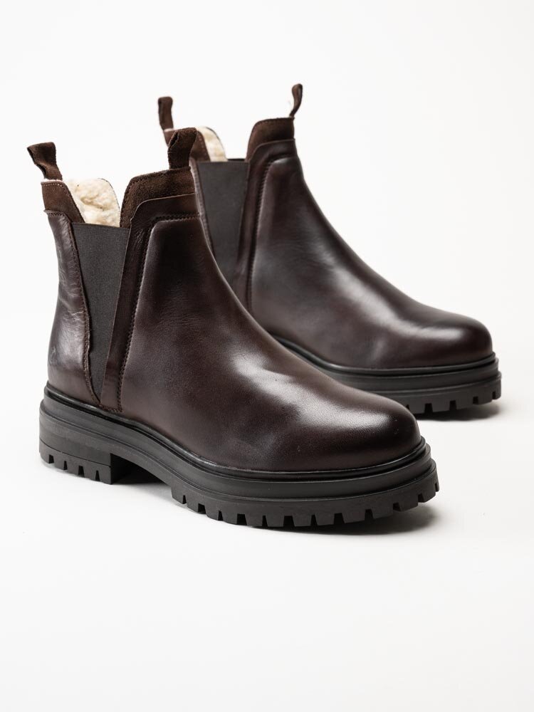 Rosa Negra - Mörkbruna fodrade chelsea boots i skinn